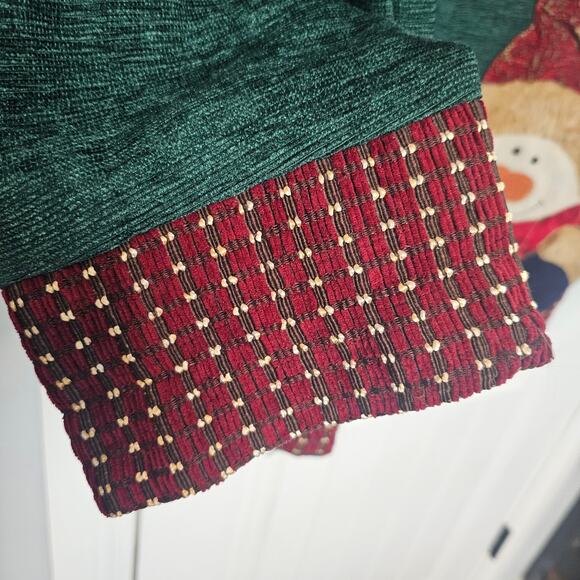 Vintage Christmas Cardigan Womens 2X Green Embroidered Snowman Cottage Granny - Picture 7 of 13